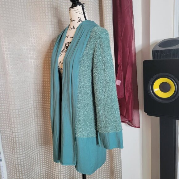 Soft Surroundings Green Wool Blend Open Cardigan Sweater - Size Medium - Picture 2 of 8